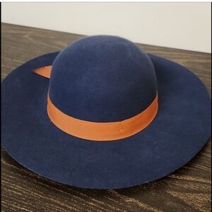 Genie By Eugenia Kim wool hat Bohemian Wide brim Boho Blue Wool Floppy